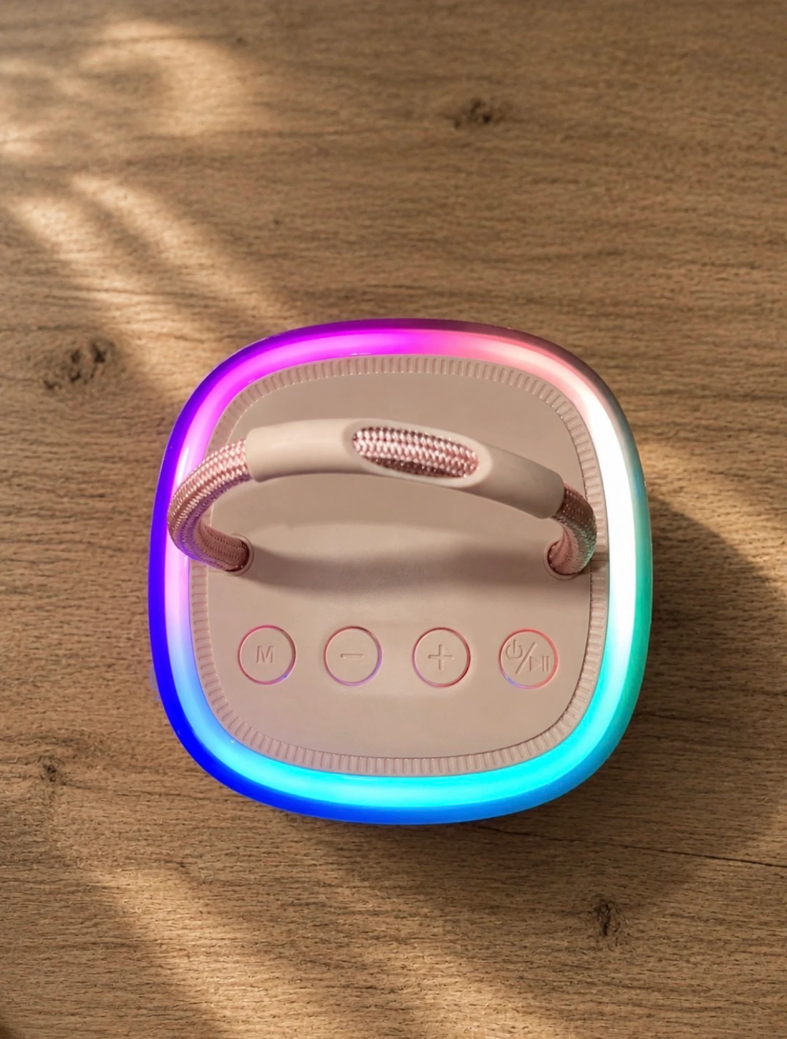 Portable Mini Bluetooth Karaoke with 2 Wireless Microphones and RGB LED Lights (Model D17-T) - Pink – photo 3